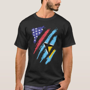 T-shirt Stripe du drapeau du coeur du patriote américain d