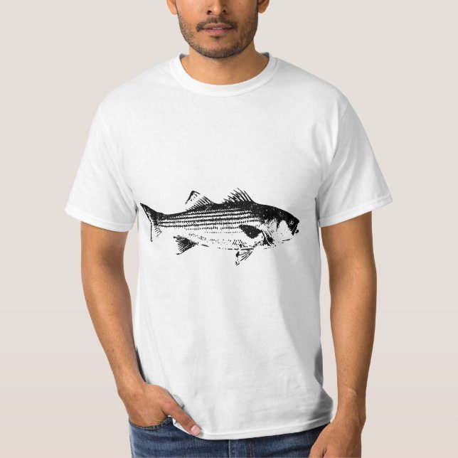 T-shirt Striped Bass Lucky Fishing  (Devant)
