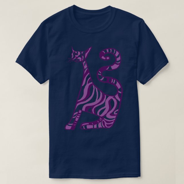 T-shirt Stripey chat violet (Design devant)