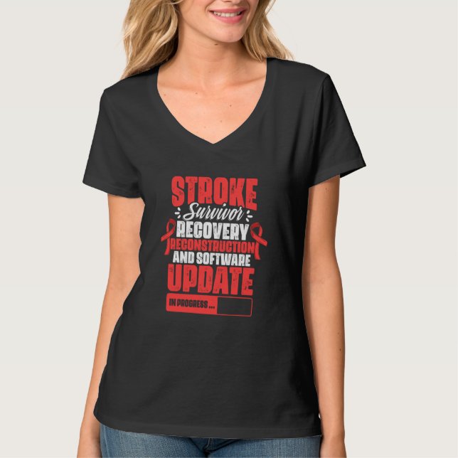 T-shirt Stroke Survivor Recovery Red Ribbon Stroke Awarene (Devant)