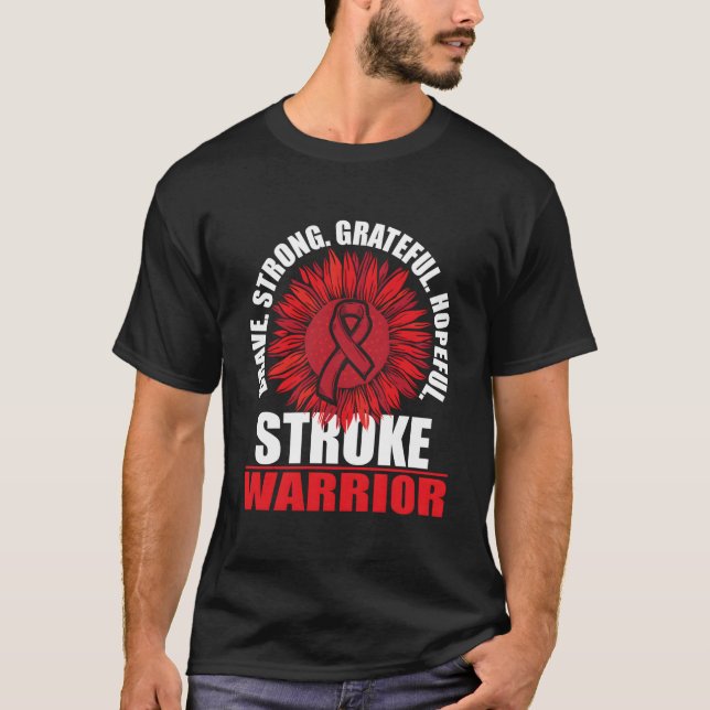 T-shirt Stroke Warrior Stroke Survivor Red Awareness Ribbo (Devant)