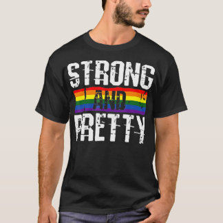 T-shirt Strong and Pretty Gay Pride Gym Lifting Workout LG