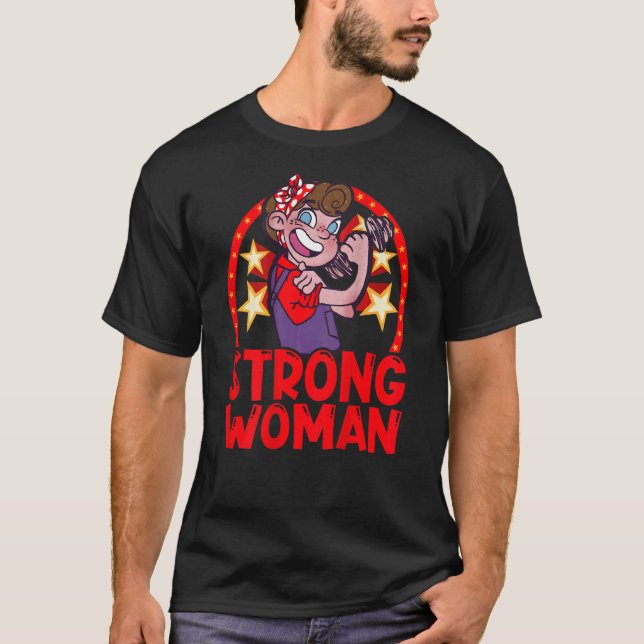 T-shirt Strong Woman Backprint Circus & Clown (Devant)