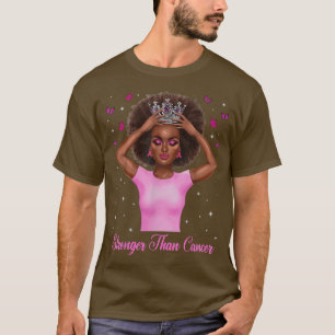 T-shirt Stronger Than Cancer Black Queen Breast Cancer Awa