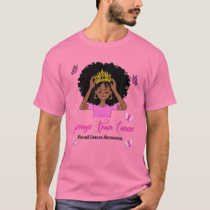 T-shirt Stronger Than Cancer Black Queen Breast Cancer Awa