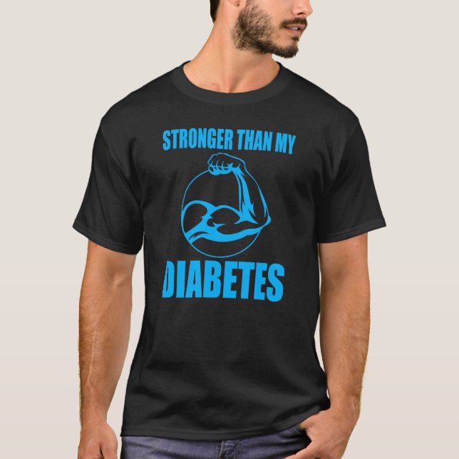 T-shirt Stronger Than My Diabetes – Motivational Design. (Devant)