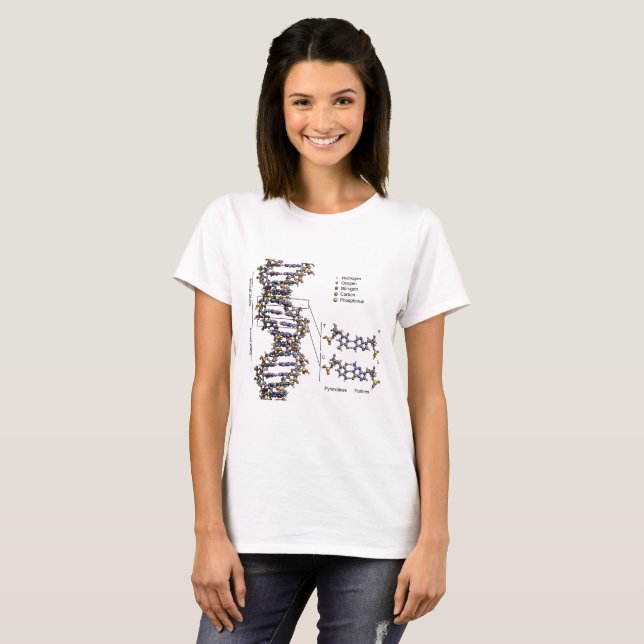 T-shirt Structure de l'ADN Diagramme des bases acides déso (Devant entier)