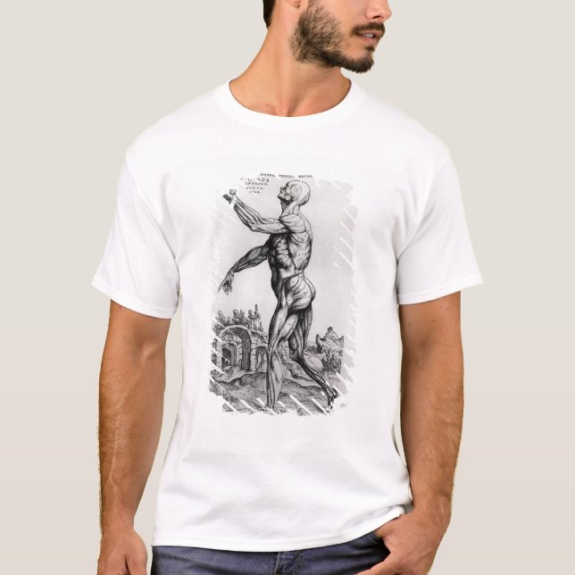 T-shirt Structure de musculature d'un homme (b/w négatif (Devant)