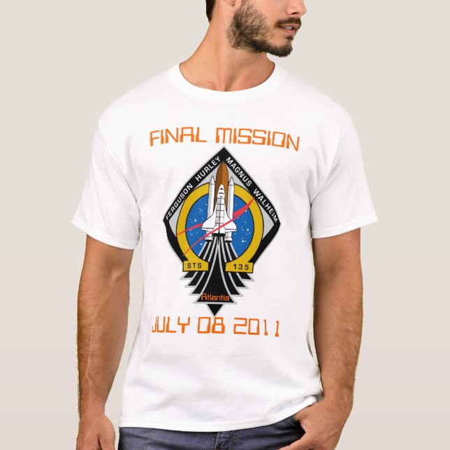 T-shirt STS-135 Patch, Mission finale, le 08 juillet 2011 (Devant)