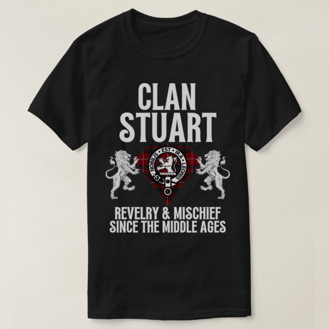 T-shirt Stuart Clan Nom Écossais Armoiries Tartan (Design devant)