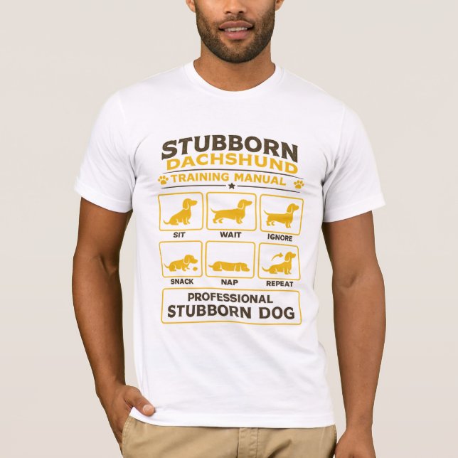 T-shirt Stubborn Dachshund Training Manual Retro Dog Art (Devant)