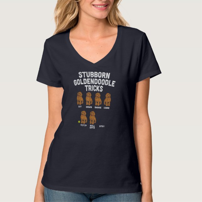 T-shirt Stubborn Goldendoodle Tricks Funny Dog Trainer Mam (Devant)