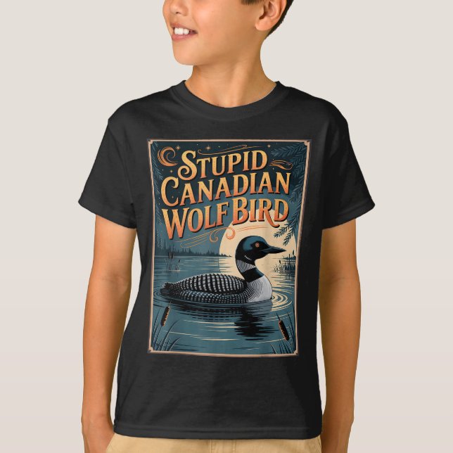 T-shirt Stud Canadian Wolf Bird Funny Loon Humor  (Devant)