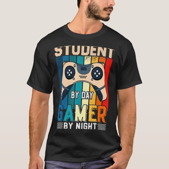 T-shirt Student By Day Gamer By Night Meme For Gamers 2 (Devant)