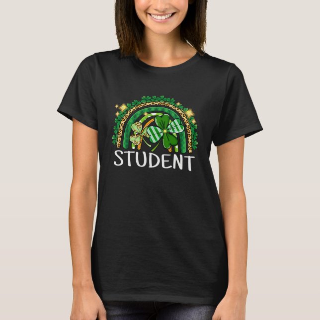 T-shirt Student Rainbow Lucky Women St Patrick's Day Shamr (Devant)