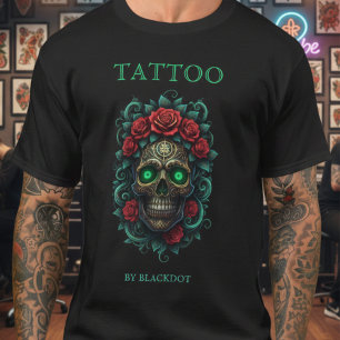 T-shirt Studio de tatouage Rose Floral Tatouage Gothique A