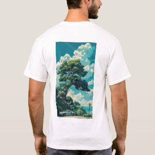 T-shirt Studio Whimsical Ghibli Inspiré Arbre et Bruant