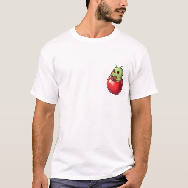 T-shirt Studious Apple Bookworm Character (Devant)