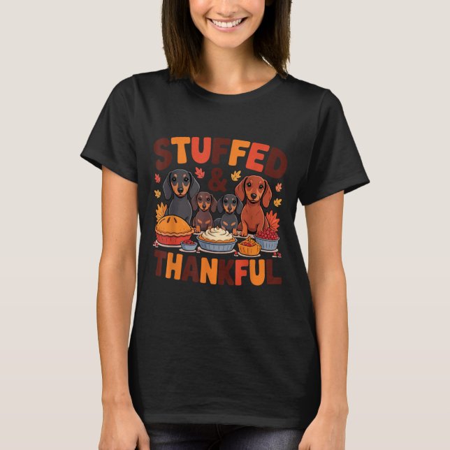 T-shirt Stuffed And Thankful Dachshund Funny Thanksgiving  (Devant)