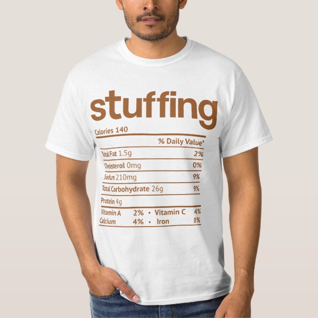 T-shirt Stuffing Nutrition Facts Funny Thanksgiving Christ (Devant)