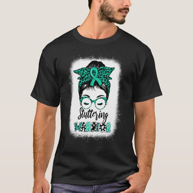 T-shirt Stupeur Guerrier Messy Bun Turquoise Ruban Leopard (Devant)