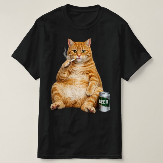 T-shirt Stupid Cool Funny Cat Meme Smoking Cat cigarette  (Design devant)