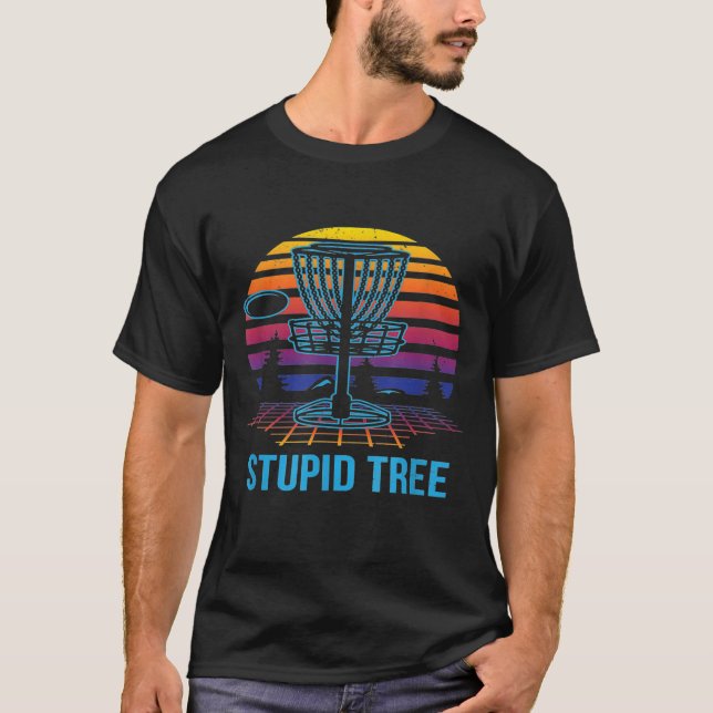 T-shirt Stupid Tree Vaporwave Aesthetic  Disc Golf (Devant)