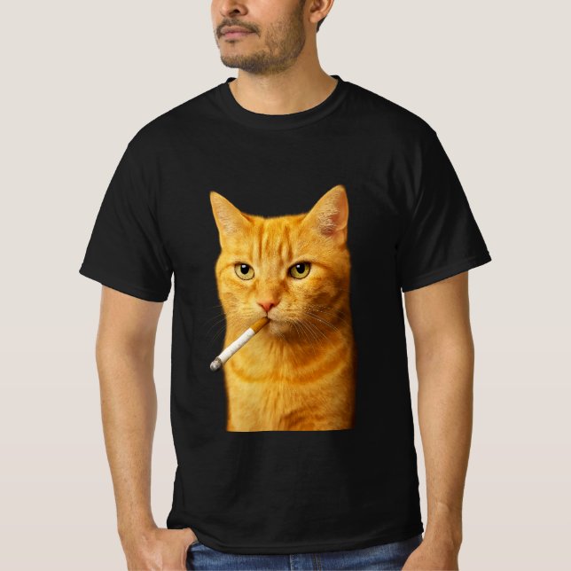 T-shirt Stupide Cool drôle Mème de chat| Fumer le chat ave (Devant)