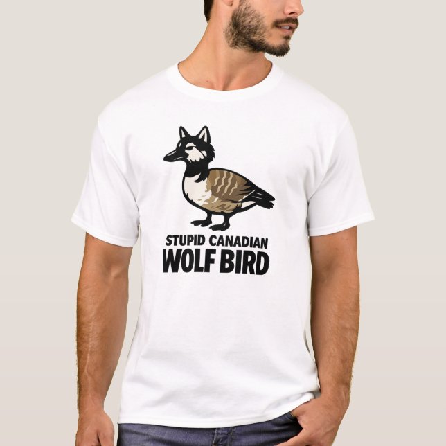 T-shirt Stupide Oiseau Loup Canadien – Mem Animal  (Devant)