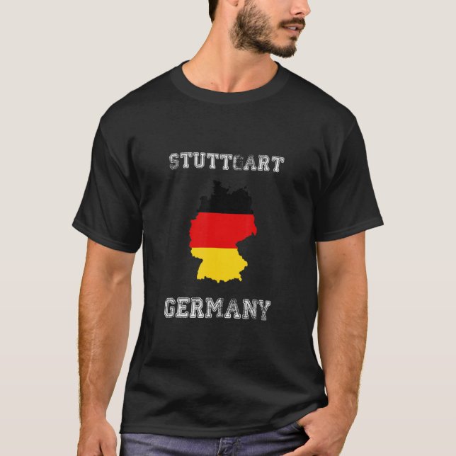 T-shirt Stuttgart Allemagne Vintage Allemagne Drapeau Desi (Devant)