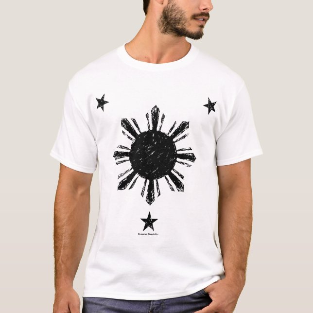 T-shirt Style affligé Sun philippin et étoiles (Devant)
