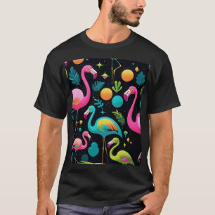 T-shirt Style années 1970 Flamants roses Abstraits Super