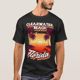 T-shirt Style années 80 Clearwater Beach Palm Tree Surf