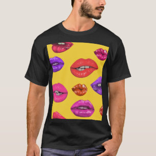T-shirt Style années 80 : des lèvres colorées motif.