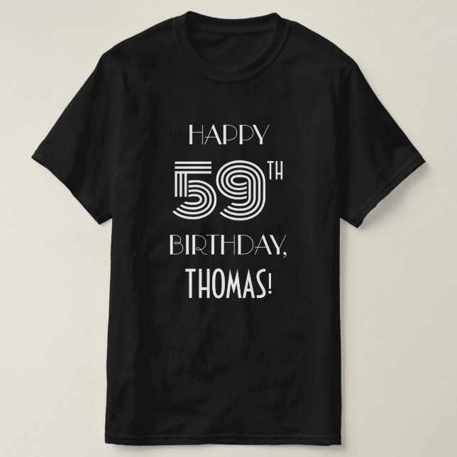 T-shirt Style Art Déco Inspiré 59ème Anniversaire (Design devant)