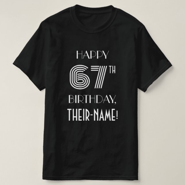 T-shirt Style Art Déco Inspiré 67ème Anniversaire (Design devant)
