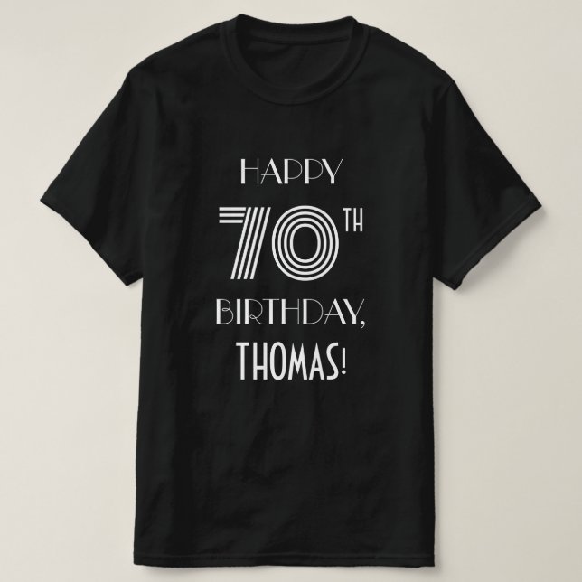 T-shirt Style Art Déco Inspiré 70e Anniversaire (Design devant)