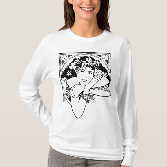 T-shirt Style Art nouveau moderne shamrock fille pop art (Devant)