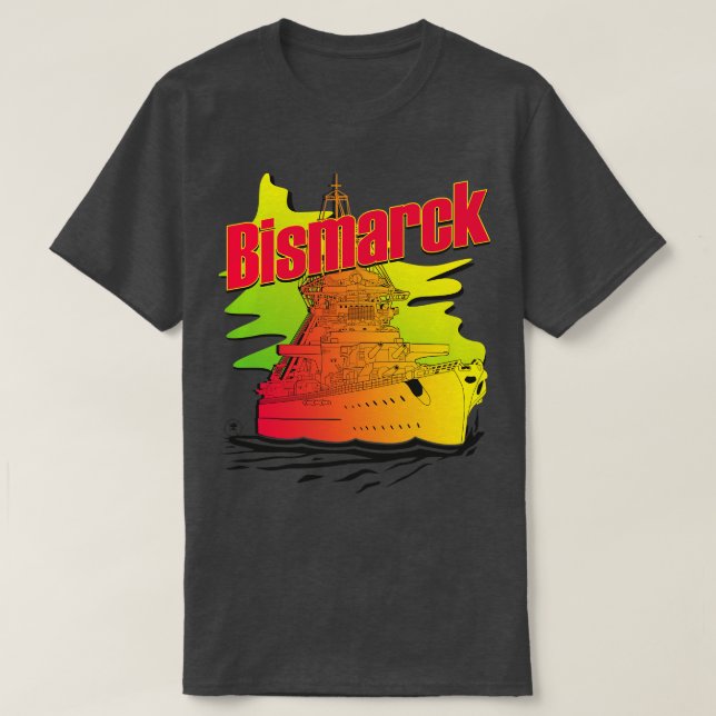 T-shirt Style Battleship Bismarck Synthwave (Design devant)