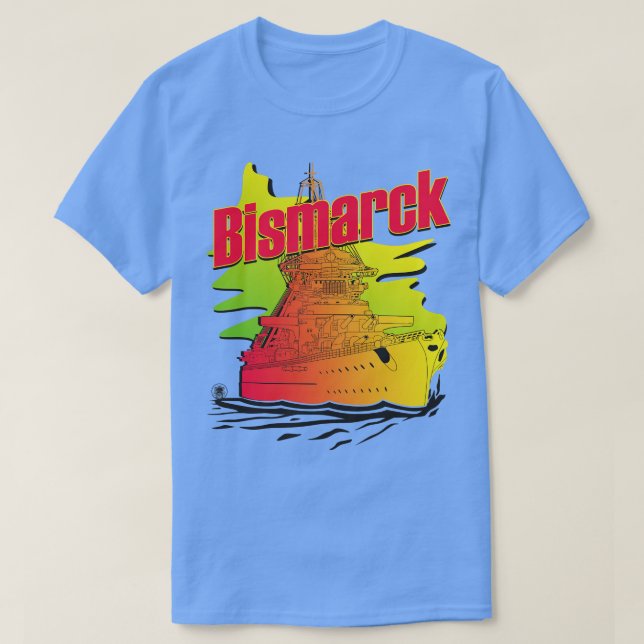 T-shirt Style Battleship Bismarck Synthwave (Design devant)