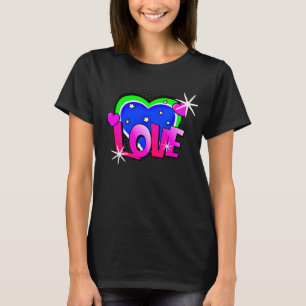 T-shirt Style BD Pop Art Retro Bleu Vert Rose AMOUR