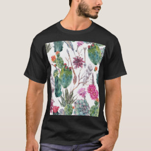 T-shirt Style Boho, Aquarelle Vintage Cactus.