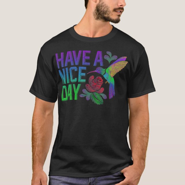 T-shirt Style Broderie T Avoir Un Beau Jour Hummingbird (Devant)