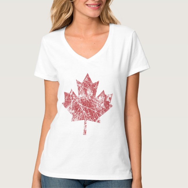 T-shirt Style canadien de grunge feuille d'érable CANADA (Devant)