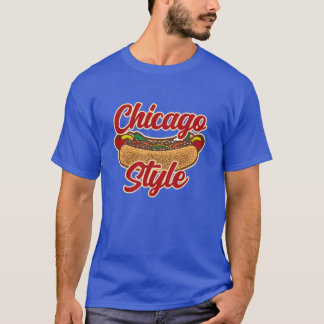 T-shirt Style Chicago Hot Dog Fun Food Illustration Oversi