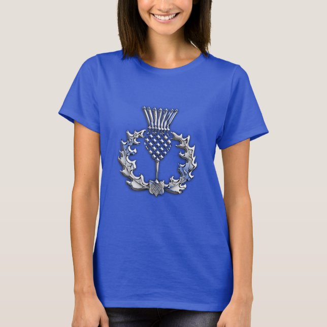 T-shirt Style Chrome et acajou bois écossais chardon (Devant)