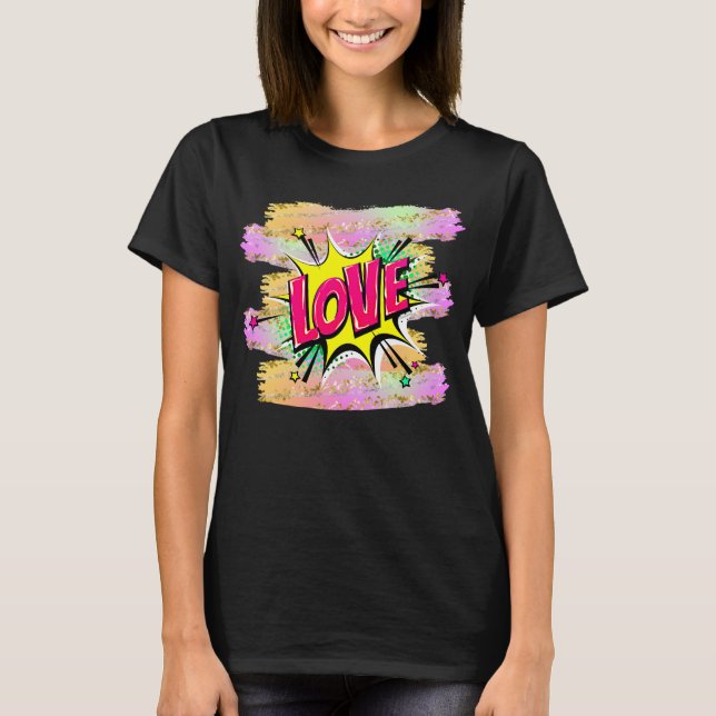 T-shirt Style comique Pop Art rétro Yellow Rose LOVE T-shi (Devant)