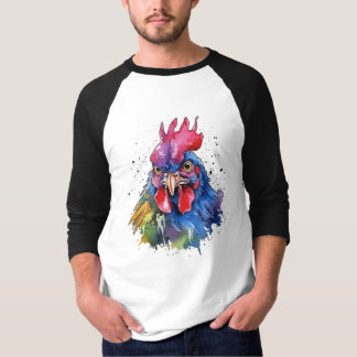 T-shirt Style d'aquarelle de poulet du coq du pays