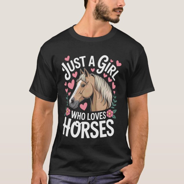 T-shirt Style de cavalier Juste une fille qui aime les che (Devant)