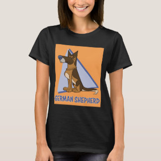 T-shirt Style de dessin mignon coloré berger allemand chie